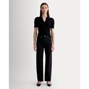 Everlane The Way High Jeans Organic Cotton Black Raw Hem Size 27 Regular NWT